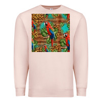 Pale Pink macaw parrot seamless pattern Premium Sweatshirt - HRA Design Shop