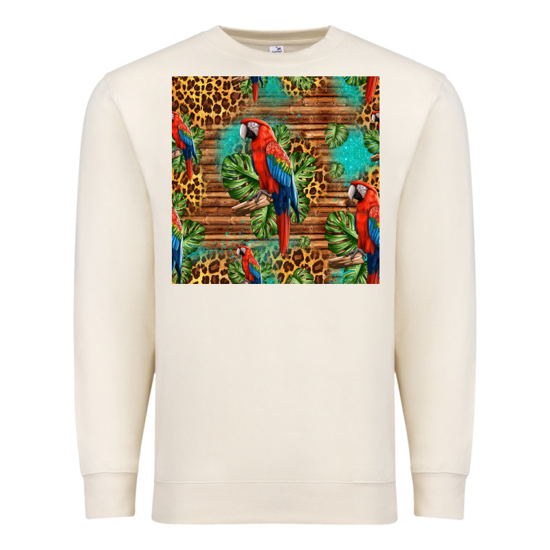 Macaw Parrot Seamless Pattern Premium Sweatshirt by HRA Design Shop | Teevron