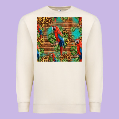 Macaw Parrot Seamless Pattern Premium Sweatshirt Designed By Hra Design Shop