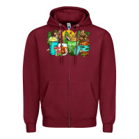 Burgundy bear coffee cups Zipper Hoodie - Zillion Design Studio