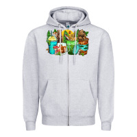 Heather Grey bear coffee cups Zipper Hoodie - Zillion Design Studio