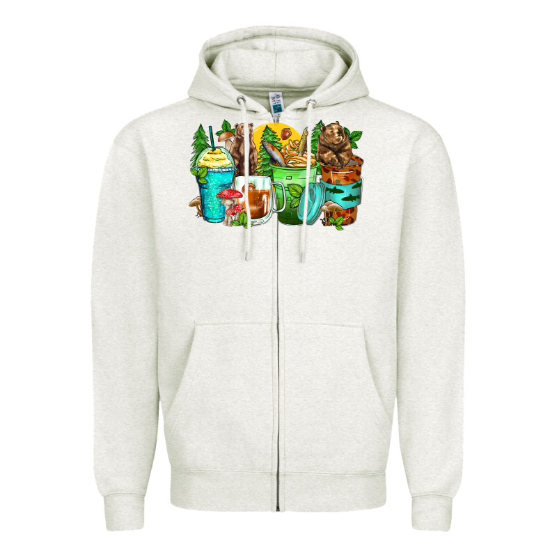 Bear Coffee Cups Zipper Hoodie by Zillion Design Studio | Teevron