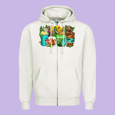 Bear Coffee Cups Zipper Hoodie Designed By Zillion Design Studio