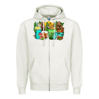 Oatmeal Heather bear coffee cups Zipper Hoodie - Zillion Design Studio