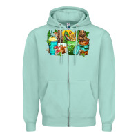Seafoam bear coffee cups Zipper Hoodie - Zillion Design Studio