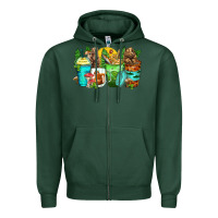 Sports Green bear coffee cups Zipper Hoodie - Zillion Design Studio
