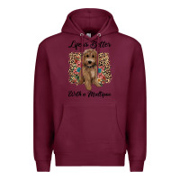 Burgundy life is better with a maltipoo Premium Hoodie - BarkalooDesign