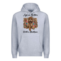 Heather Grey life is better with a maltipoo Premium Hoodie - BarkalooDesign