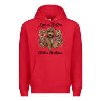 Red life is better with a maltipoo Premium Hoodie - BarkalooDesign