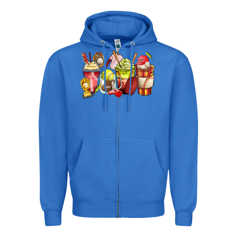 Baseball And Softball Coffee Cups Zipper Hoodie by Zillion Design Studio | Teevron