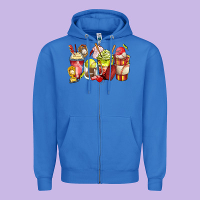 Baseball And Softball Coffee Cups Zipper Hoodie Designed By Zillion Design Studio