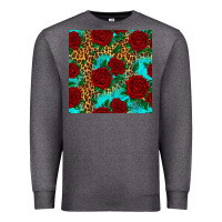 Charcoal Heather leopard roses seamless pattern Premium Sweatshirt - HRA Design Shop