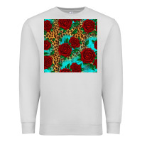 Dove Grey leopard roses seamless pattern Premium Sweatshirt - HRA Design Shop