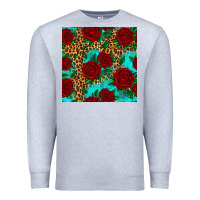 Heather Grey leopard roses seamless pattern Premium Sweatshirt - HRA Design Shop