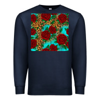 Navy leopard roses seamless pattern Premium Sweatshirt - HRA Design Shop
