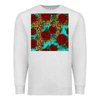 Oatmeal Heather leopard roses seamless pattern Premium Sweatshirt - HRA Design Shop
