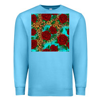 Ocean Blue leopard roses seamless pattern Premium Sweatshirt - HRA Design Shop
