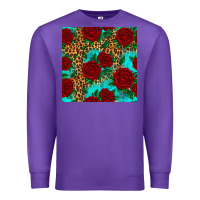 Purple leopard roses seamless pattern Premium Sweatshirt - HRA Design Shop