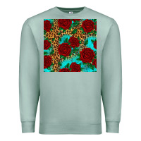 Seafoam leopard roses seamless pattern Premium Sweatshirt - HRA Design Shop