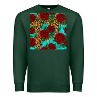 Sports Green leopard roses seamless pattern Premium Sweatshirt - HRA Design Shop