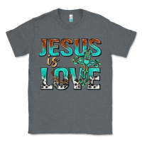 Charcoal Heather jesus is love Classic Tee - texasbilliewilder