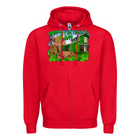 Red Happy st. patrick's day cattle and calfs Zipper Hoodie - RanaPortraitStore