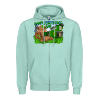 Seafoam Happy st. patrick's day cattle and calfs Zipper Hoodie - RanaPortraitStore