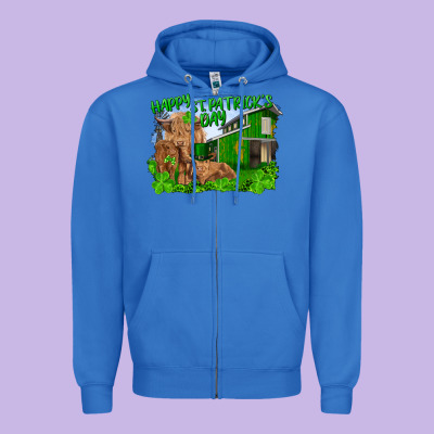 Zipper Hoodie Happy st. patrick's day cattle and calfs