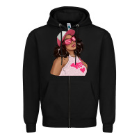 Black pink sunglasses afro black girl Zipper Hoodie - texasbilliewilder