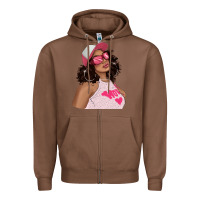 Chestnut pink sunglasses afro black girl Zipper Hoodie - texasbilliewilder