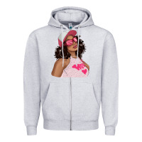 Heather Grey pink sunglasses afro black girl Zipper Hoodie - texasbilliewilder
