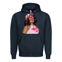 Navy pink sunglasses afro black girl Zipper Hoodie - texasbilliewilder