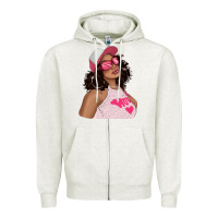 Oatmeal Heather pink sunglasses afro black girl Zipper Hoodie - texasbilliewilder