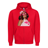 Red pink sunglasses afro black girl Zipper Hoodie - texasbilliewilder