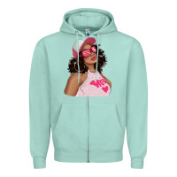 Seafoam pink sunglasses afro black girl Zipper Hoodie - texasbilliewilder
