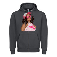 Smoke pink sunglasses afro black girl Zipper Hoodie - texasbilliewilder