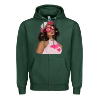 Sports Green pink sunglasses afro black girl Zipper Hoodie - texasbilliewilder