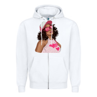 White pink sunglasses afro black girl Zipper Hoodie - texasbilliewilder