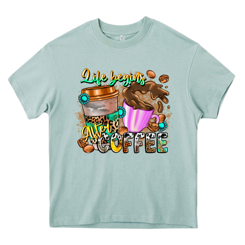 Life Begins After Coffee Heavy Core Tee by CowhideDigitalArt | Teevron