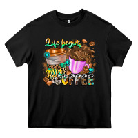 Black Life Begins After Coffee Heavy Core Tee - CowhideDigitalArt