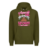 Army Green As a Aquarius Girl I was Born with My Heart on my Sleeve and a mouth Premium Hoodie - Jasminsmagicworld