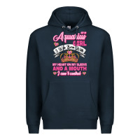 Navy As a Aquarius Girl I was Born with My Heart on my Sleeve and a mouth Premium Hoodie - Jasminsmagicworld