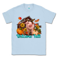 Dusty Blue Welcome fall pig Classic Tee - RanaPortraitStore
