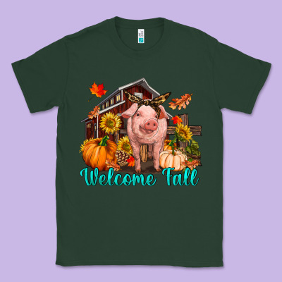 Classic Tee Welcome fall pig