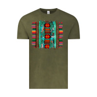 Vintage Olive serape aztec leopard and turquoise glitter with gemstone brushstroke Vintage Tee - Artiststas
