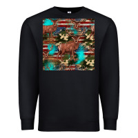 Black hunting deer american flag seamless pattern Premium Sweatshirt - HRA Design Shop