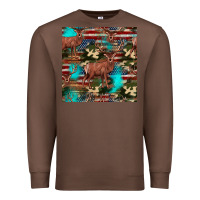 Chestnut hunting deer american flag seamless pattern Premium Sweatshirt - HRA Design Shop