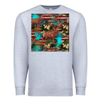 Heather Grey hunting deer american flag seamless pattern Premium Sweatshirt - HRA Design Shop