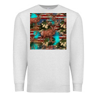 Oatmeal Heather hunting deer american flag seamless pattern Premium Sweatshirt - HRA Design Shop