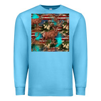 Ocean Blue hunting deer american flag seamless pattern Premium Sweatshirt - HRA Design Shop